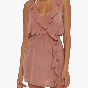 BECCA Breezy Basic Ruffle Cover-Up Dress, Black, Large